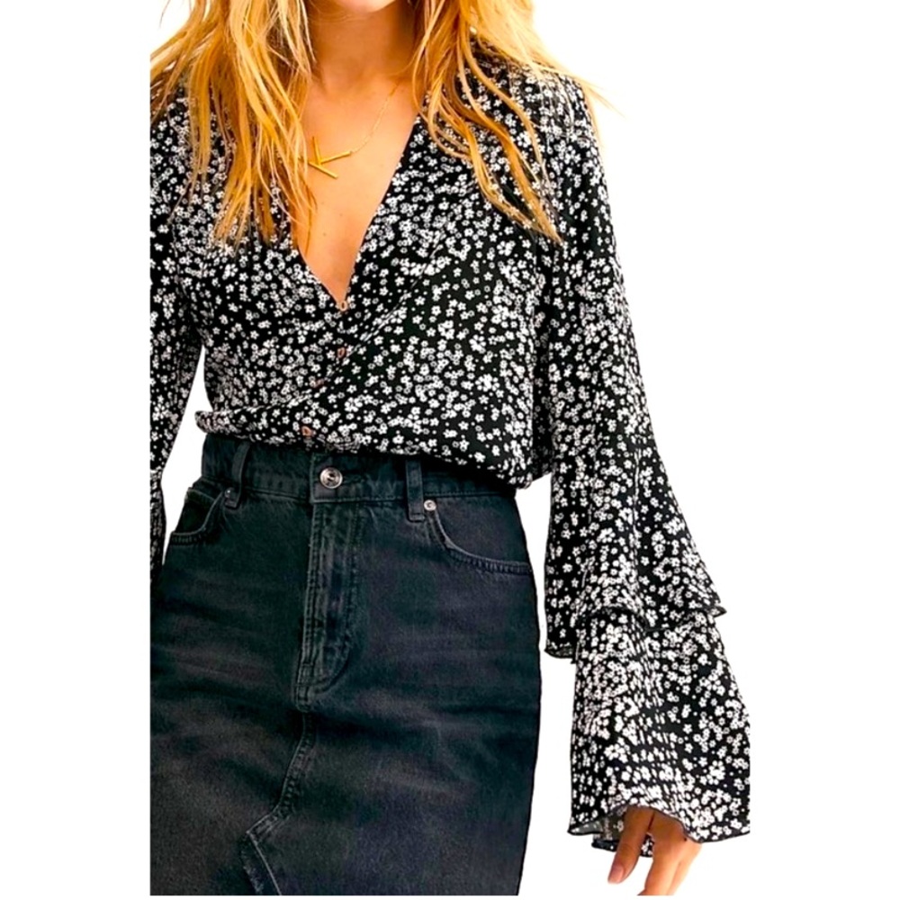 Free People Intimately Free Ditsy floral bodysuit top size small